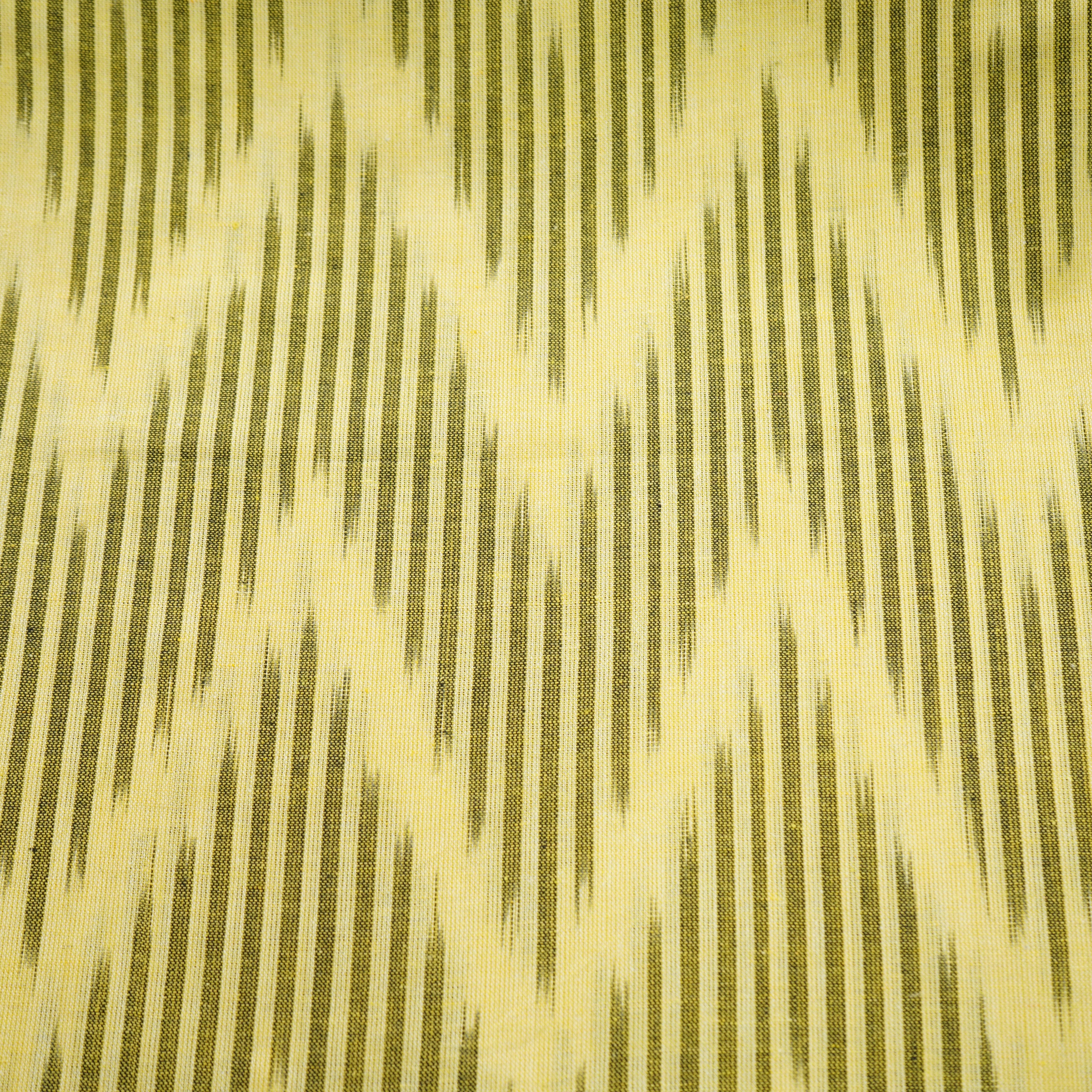 Yellow Brown Ikkat Print Cotton Fabric