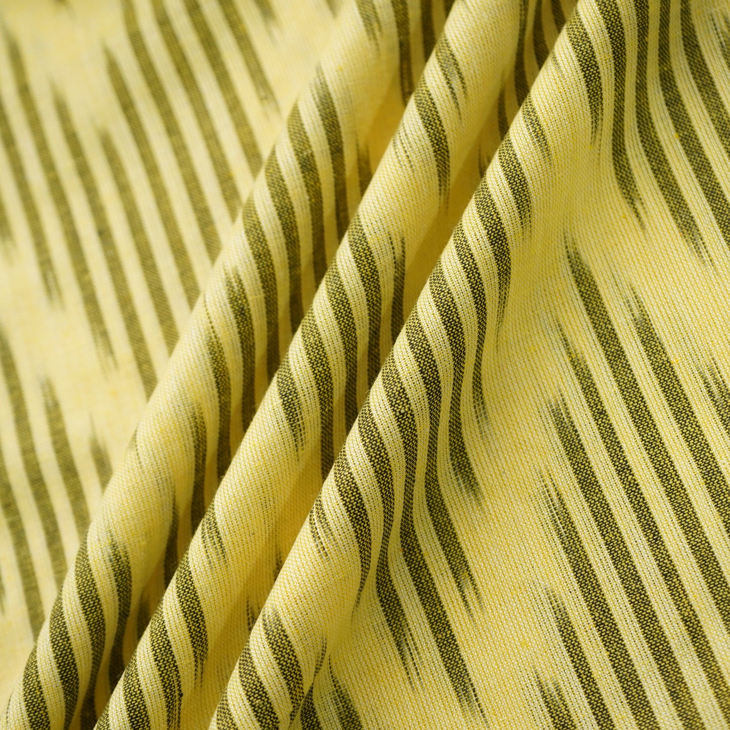 Yellow Brown Ikkat Print Cotton Fabric
