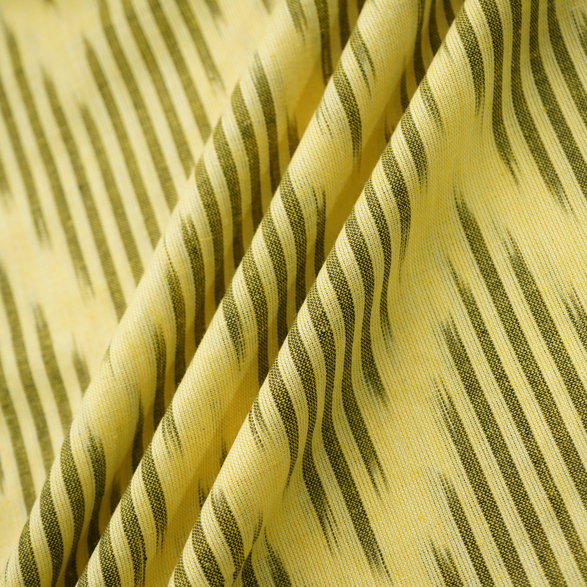 Yellow Brown Ikkat Print Cotton Fabric