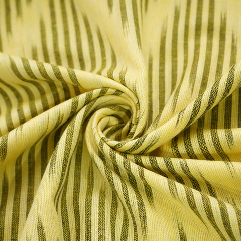 Yellow Brown Ikkat Print Cotton Fabric