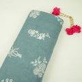 Dusty Denim thread embroidery Pure Linen Fabric SN-31245