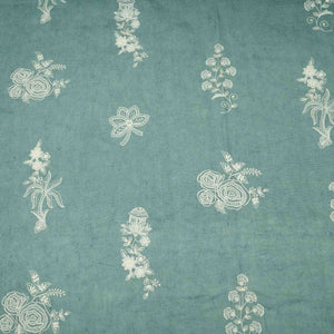 Dusty Denim thread embroidery Pure Linen Fabric SN-31245 - TradeUNO
