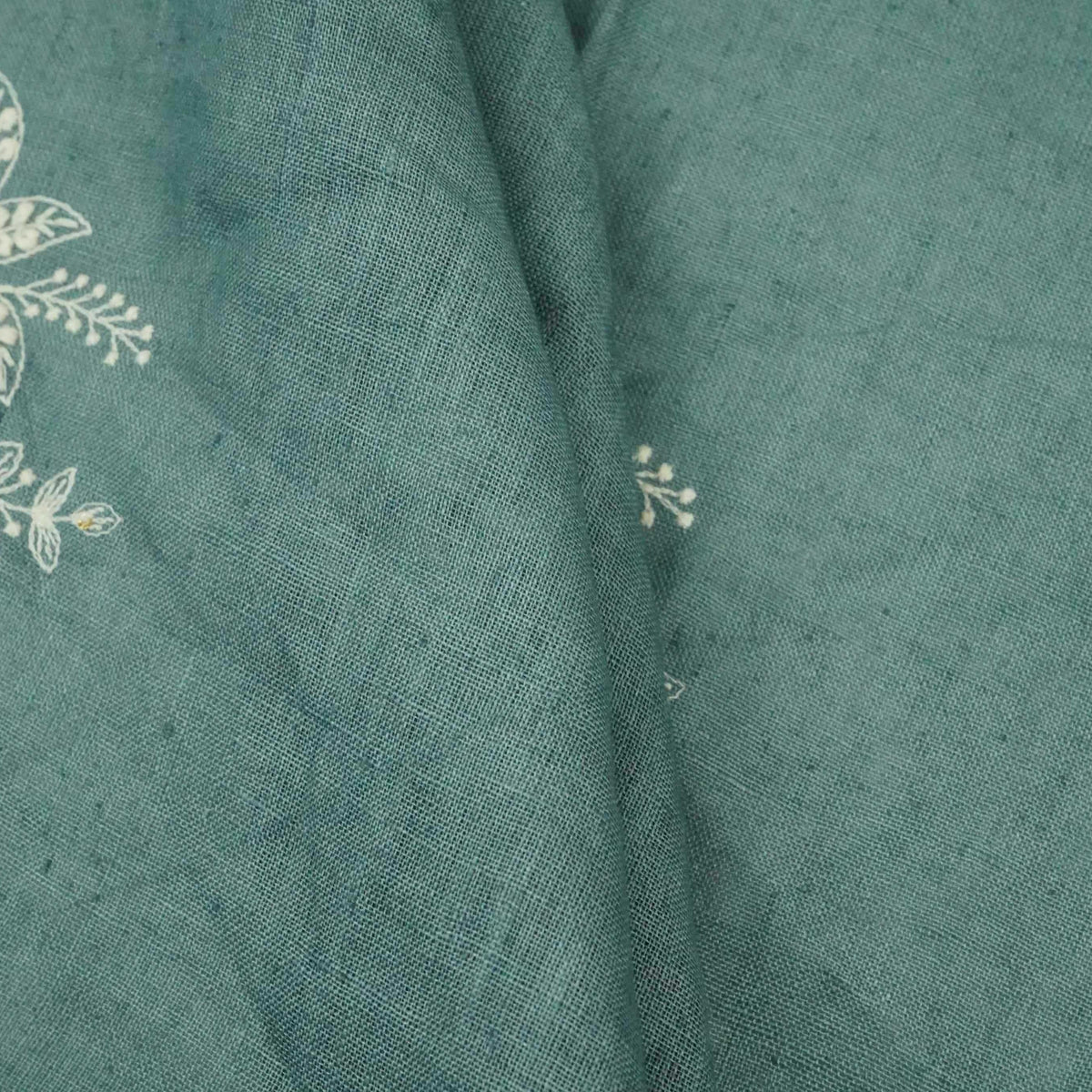 Dusty Denim thread embroidery Pure Linen Fabric SN-31245 - TradeUNO