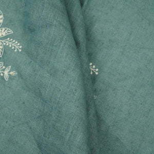 Dusty Denim thread embroidery Pure Linen Fabric SN-31245 - TradeUNO