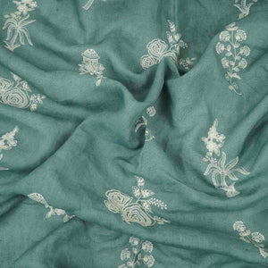 Dusty Denim thread embroidery Pure Linen Fabric SN-31245 - TradeUNO