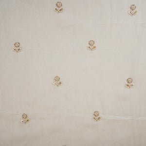 White Cutdana embroidery Organza Fabric STF-29670 - TradeUNO