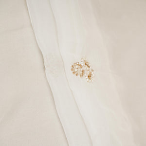 White Cutdana embroidery Organza Fabric STF-29670 - TradeUNO