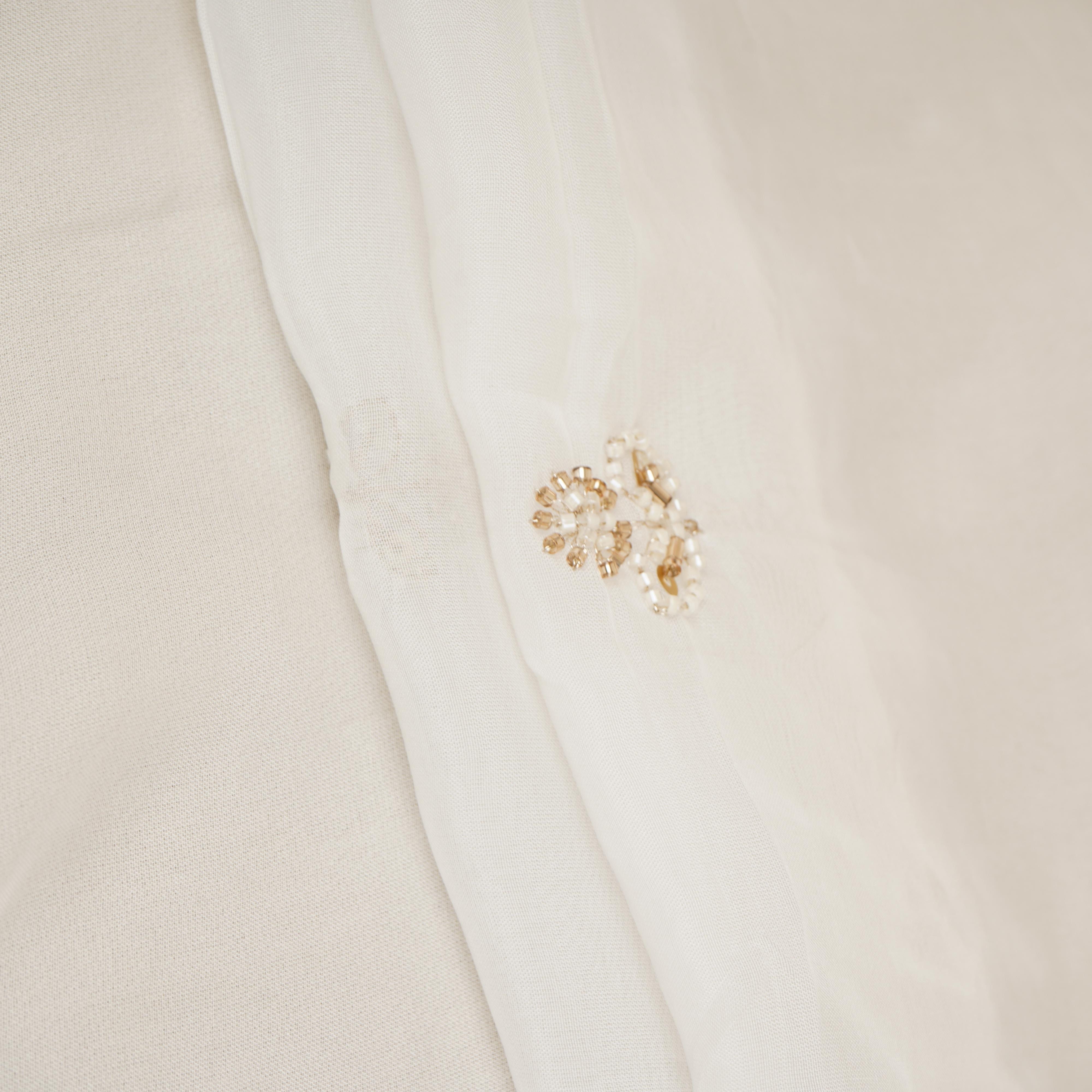 White Cutdana embroidery Organza Fabric STF-29670 - TradeUNO