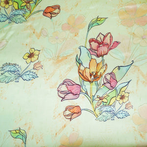 Mint Green floral print Silk Satin Fabric NVC-31558 - TradeUNO