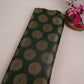Bottle Green Zari Buta Dupion Silk Tissue Fabric YHF-32816