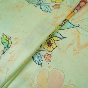 Mint Green floral print Silk Satin Fabric NVC-31558 - TradeUNO