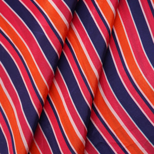 Multicolor Stripes Print Natural Crepe Fabric 21048
