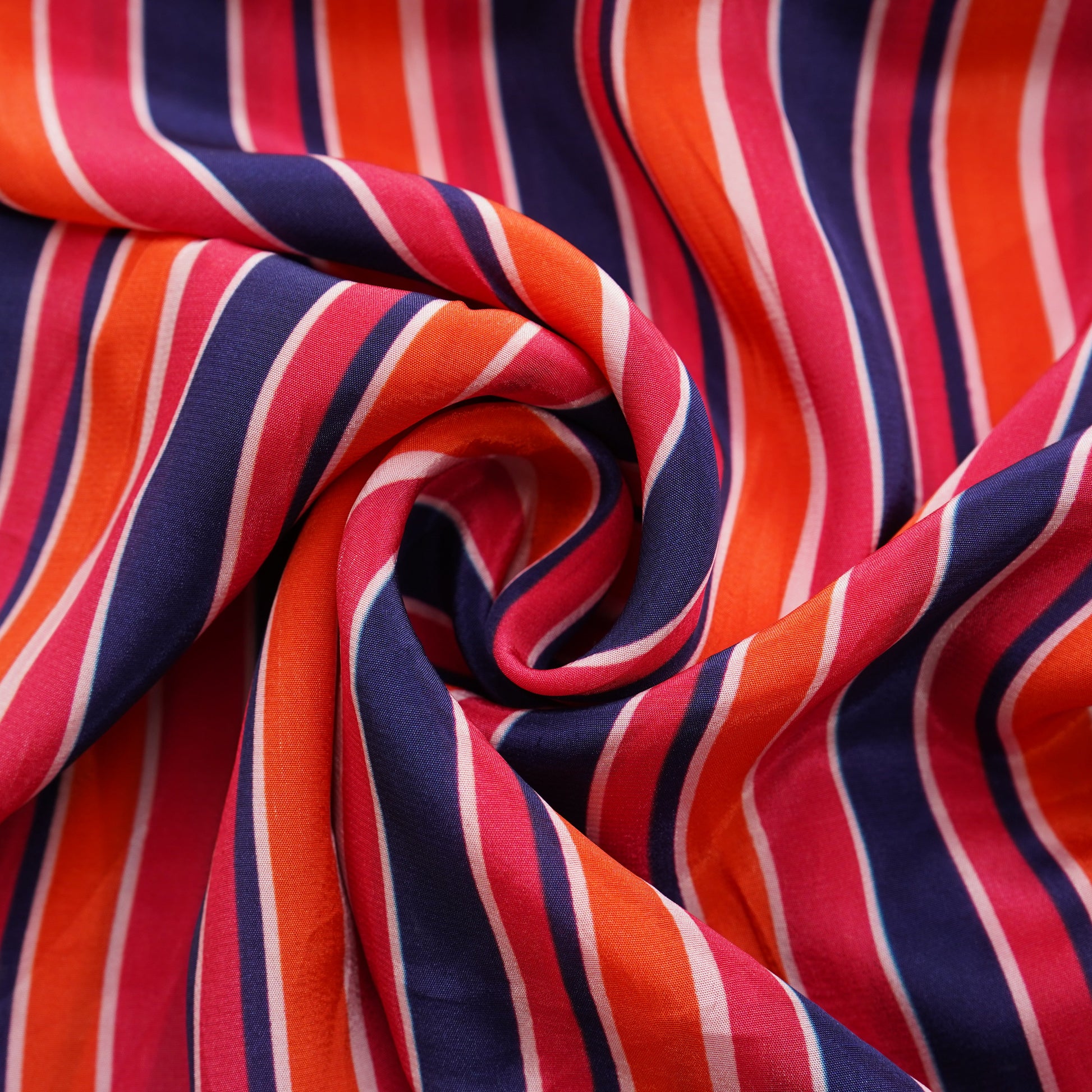 Multicolor Stripes Print Natural Crepe Fabric 21048