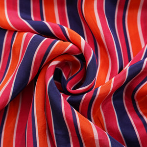 Multicolor Stripes Print Natural Crepe Fabric 21048