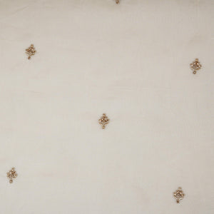 White Cutdana embroidery Organza Fabric STF-29669 - TradeUNO