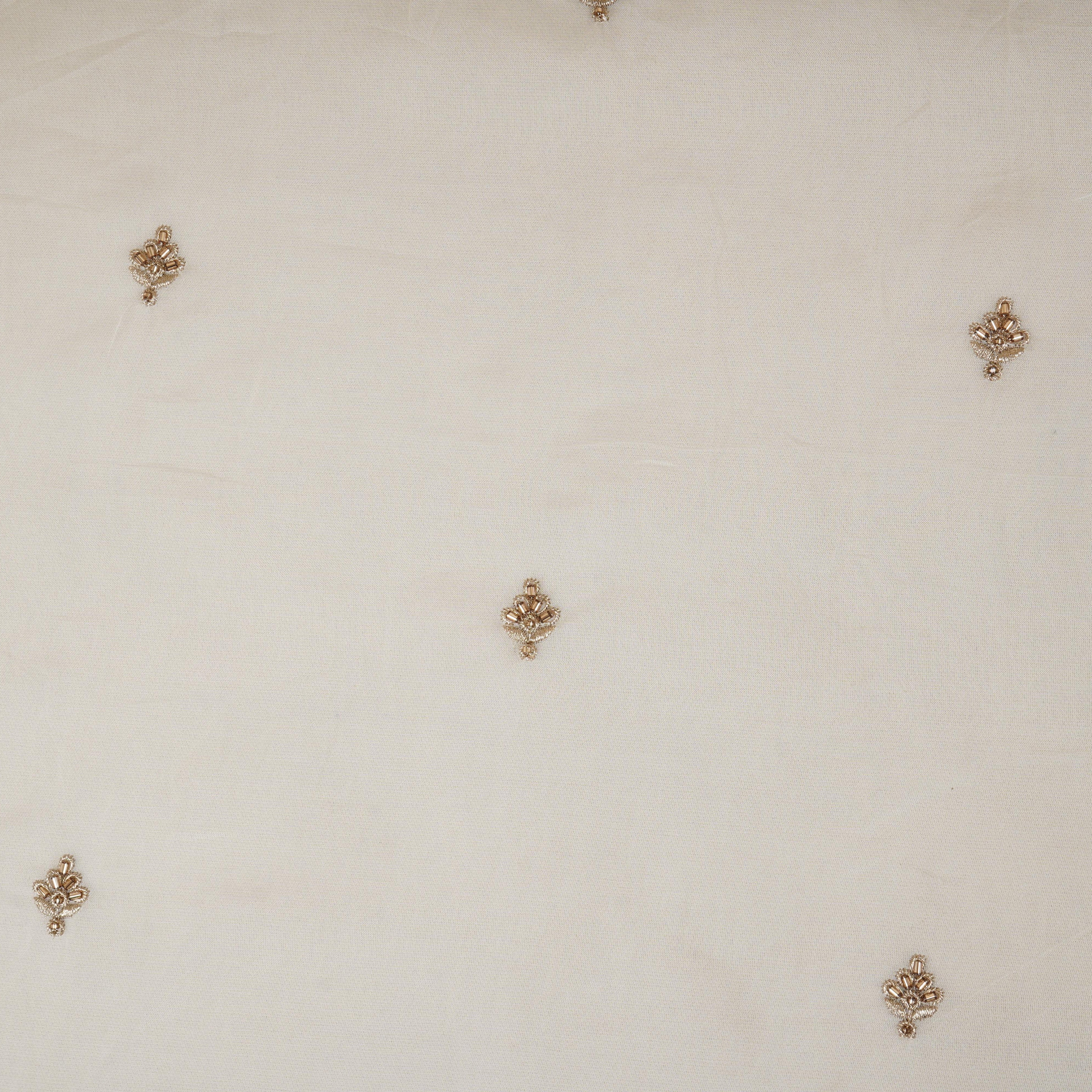 White Cutdana embroidery Organza Fabric STF-29669 - TradeUNO