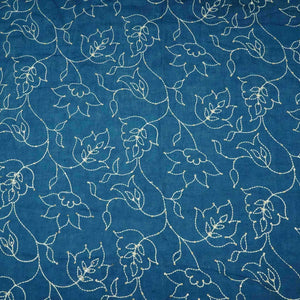 Denim Blue thread embroidery Pure Linen Fabric SN-31240 - TradeUNO