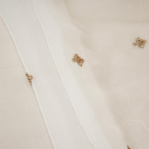 White Cutdana embroidery Organza Fabric STF-29669 - TradeUNO