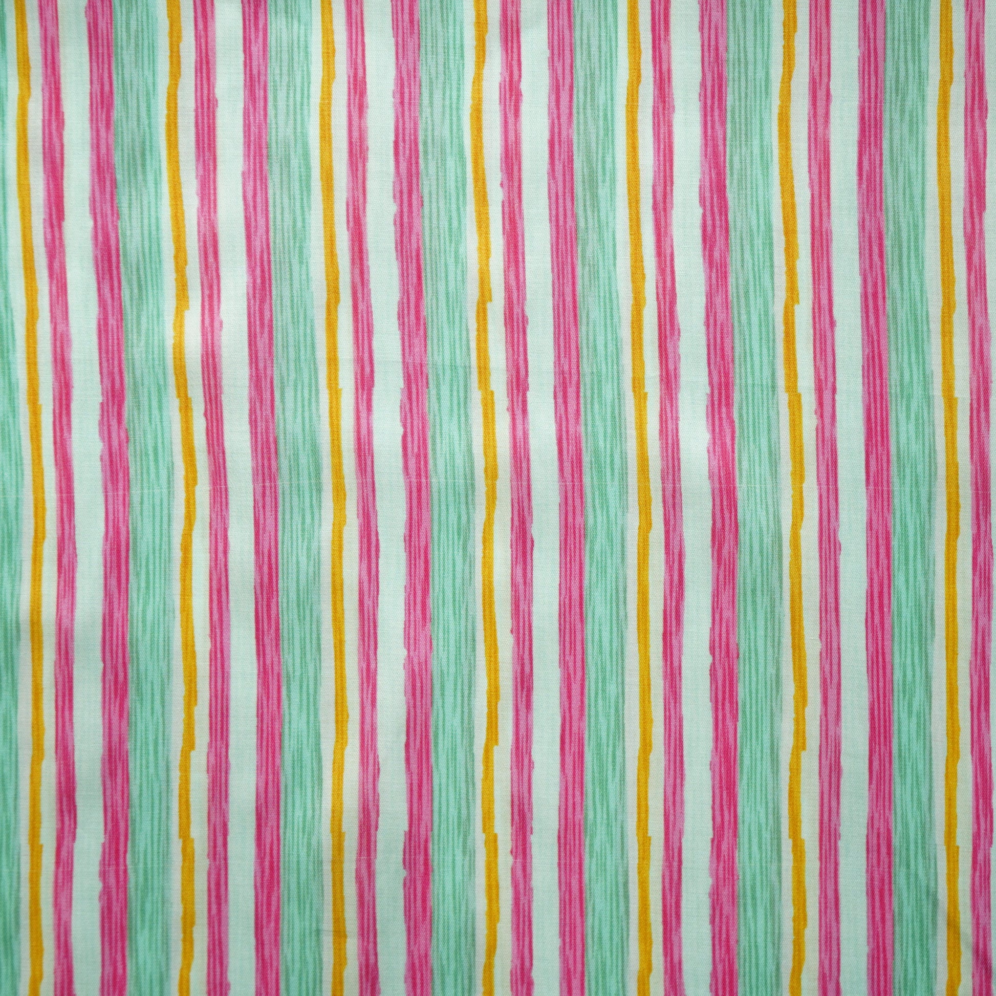 Blue Multicolor Stripes Print Bemberg Gaji Silk Fabric