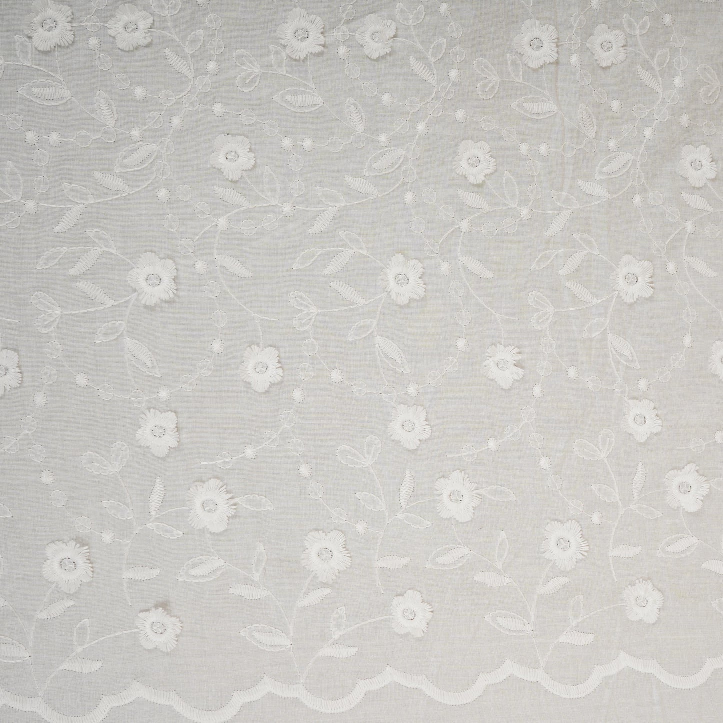 White Dyeable 3D embroidery Cotton Fabric AF-29688