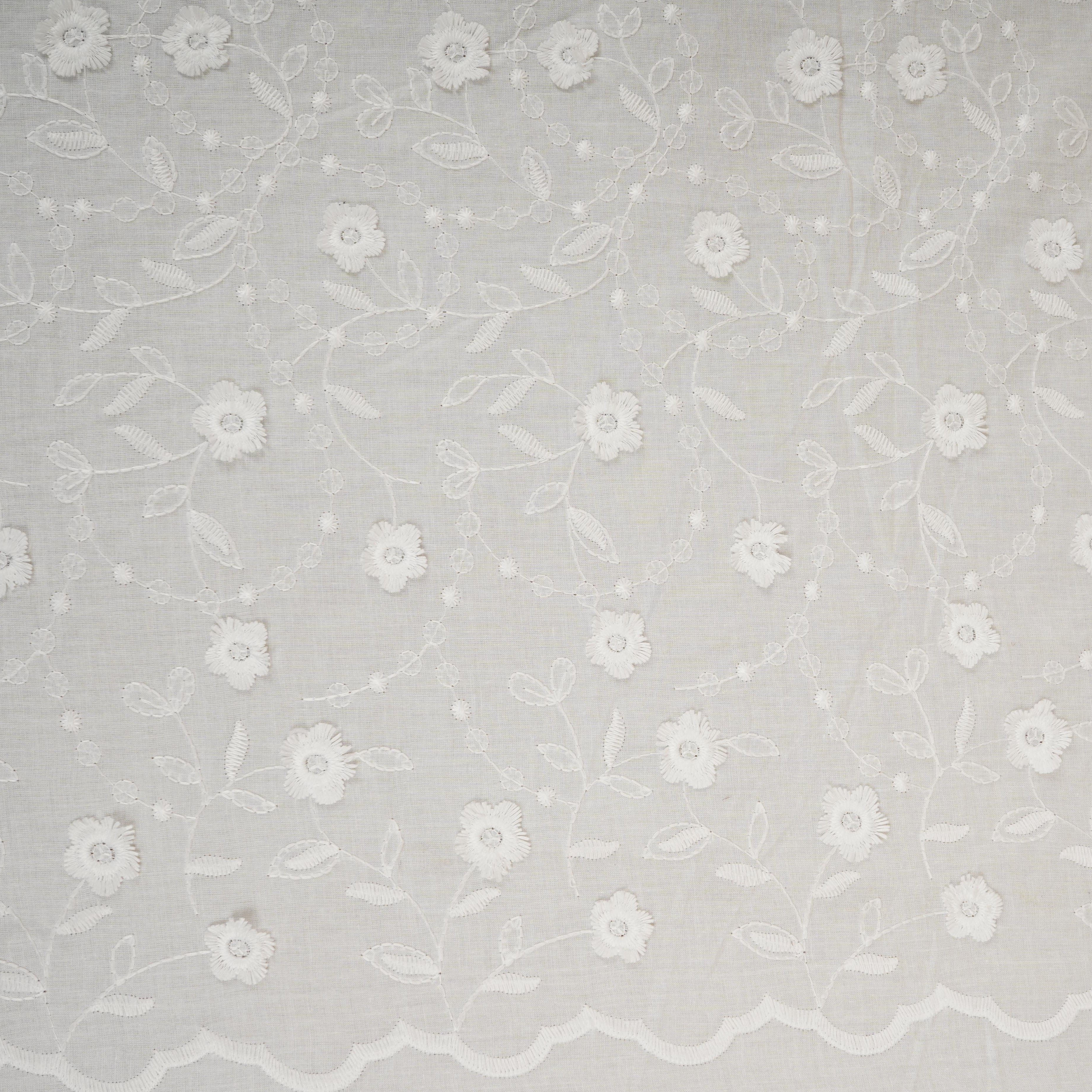 White Dyeable 3D embroidery Cotton Fabric AF-29688 - TradeUNO