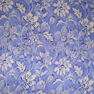 Sky Blue floral print Silk Satin Fabric NVC-31575 - TradeUNO