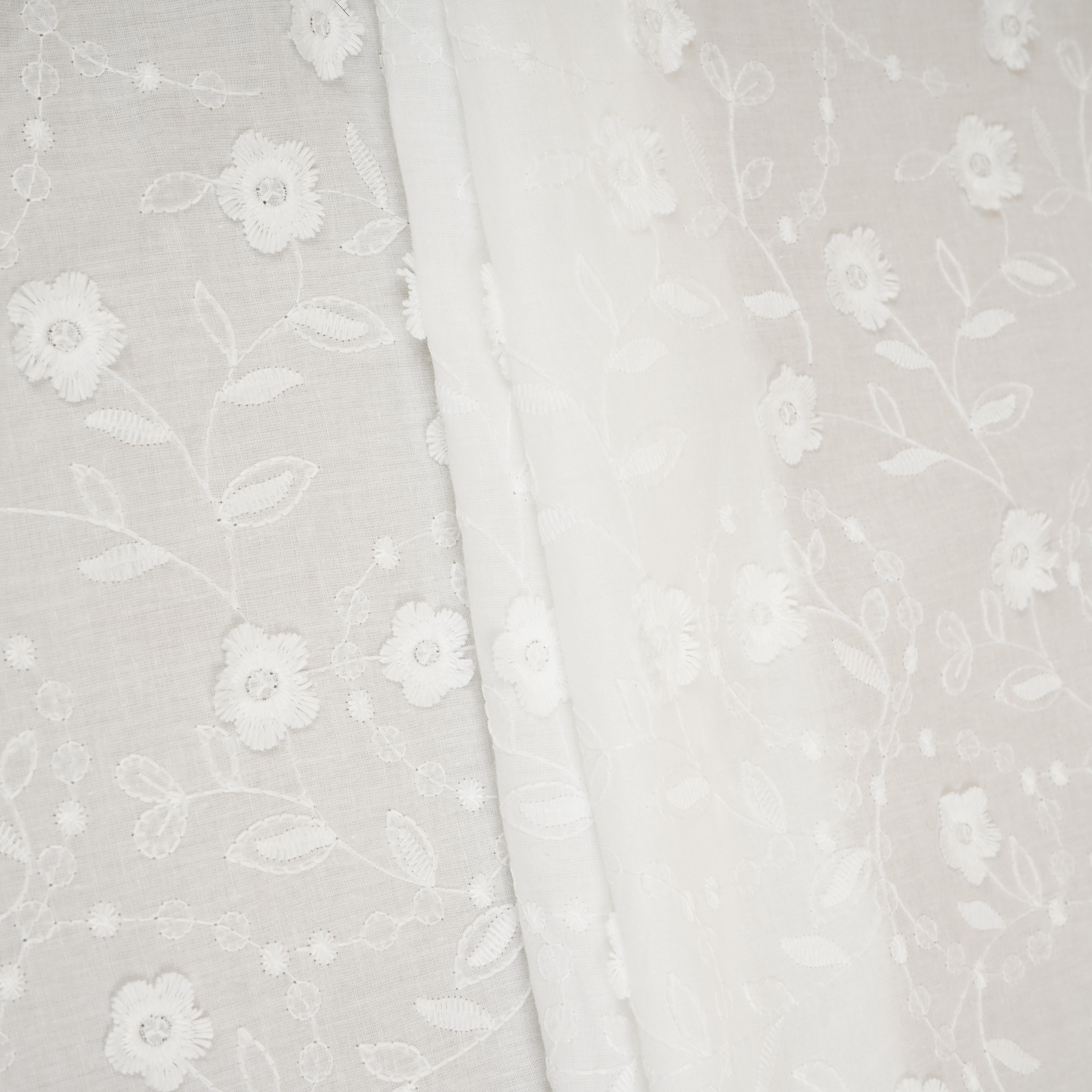 White Dyeable 3D embroidery Cotton Fabric AF-29688 - TradeUNO