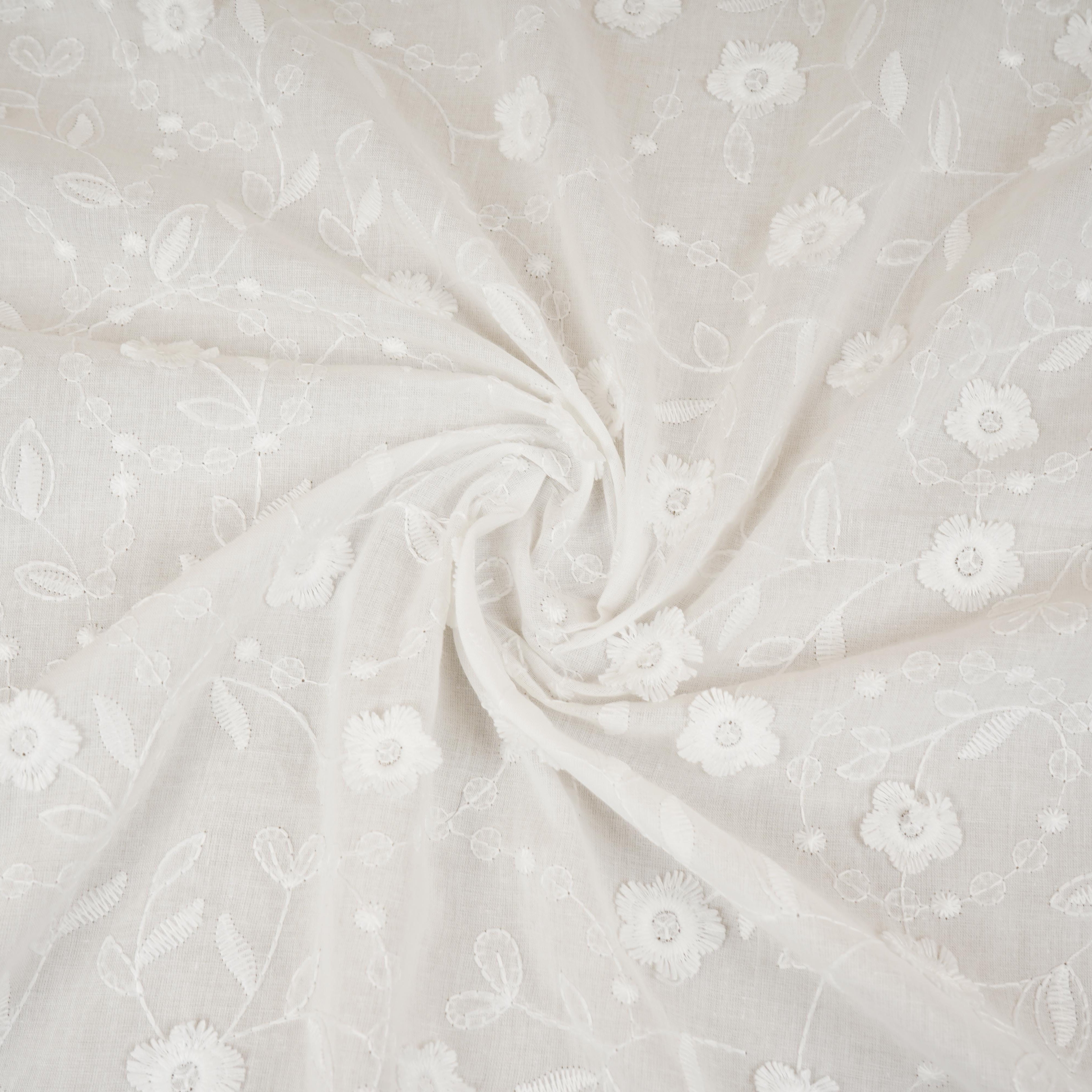 White Dyeable 3D embroidery Cotton Fabric AF-29688 - TradeUNO