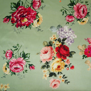 Mint floral print Silk Satin Fabric NVC-31580 - TradeUNO