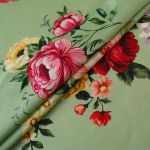 Mint floral print Silk Satin Fabric NVC-31580 - TradeUNO