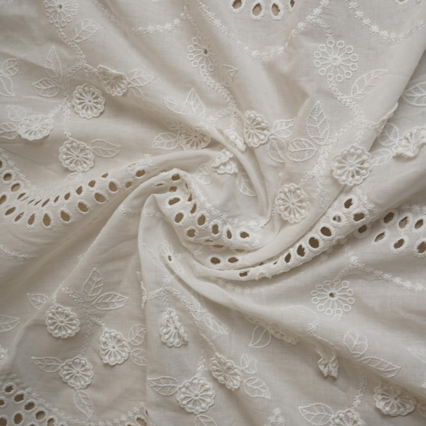 White Dyeable Schiffli embroidery Cotton Fabric AF-29687