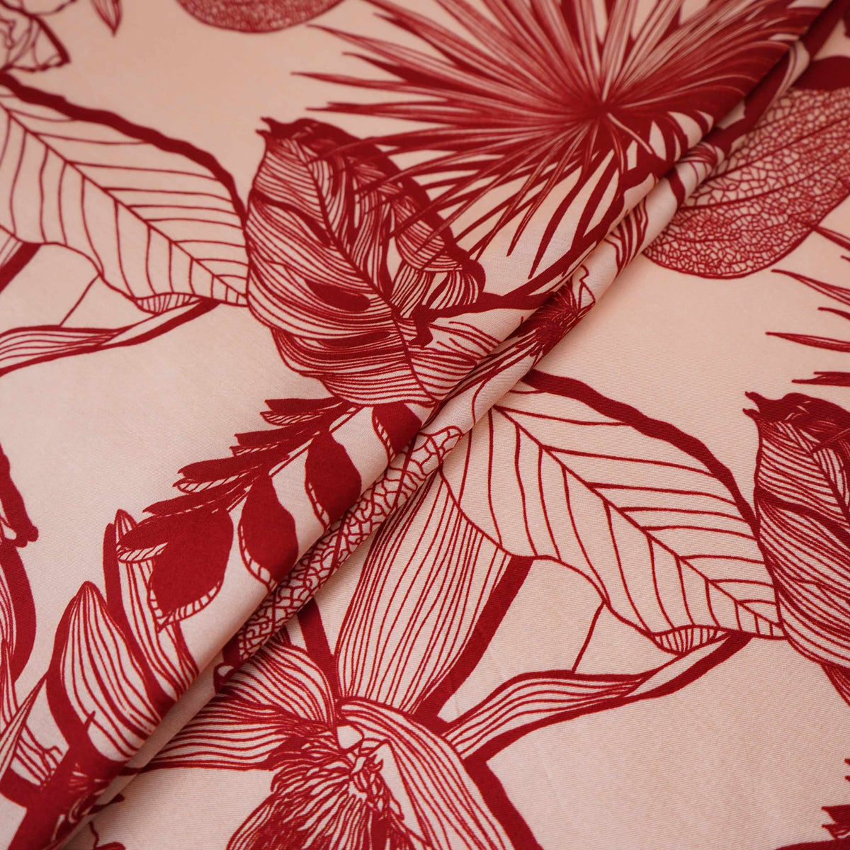 Rose Gold floral print Silk Satin Fabric NVC-31564 - TradeUNO