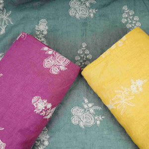 Mustard Yellow thread embroidery Pure Linen Fabric SN-31243 - TradeUNO