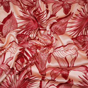 Rose Gold floral print Silk Satin Fabric NVC-31564 - TradeUNO