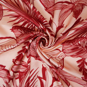 Rose Gold floral print Silk Satin Fabric NVC-31564 - TradeUNO