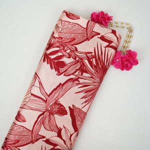 Rose Gold floral print Silk Satin Fabric NVC-31564 - TradeUNO