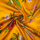 Mustard floral print Silk Satin Fabric NVC-31572