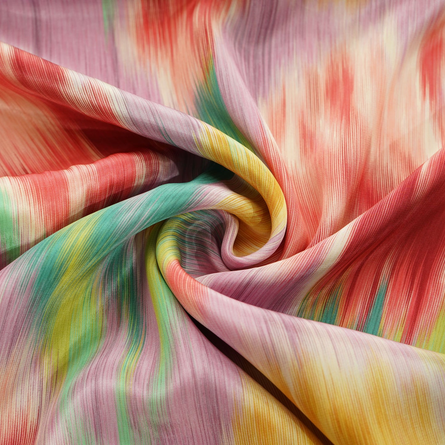 Multicolor Ikkat Print Crepe Fabric 17547