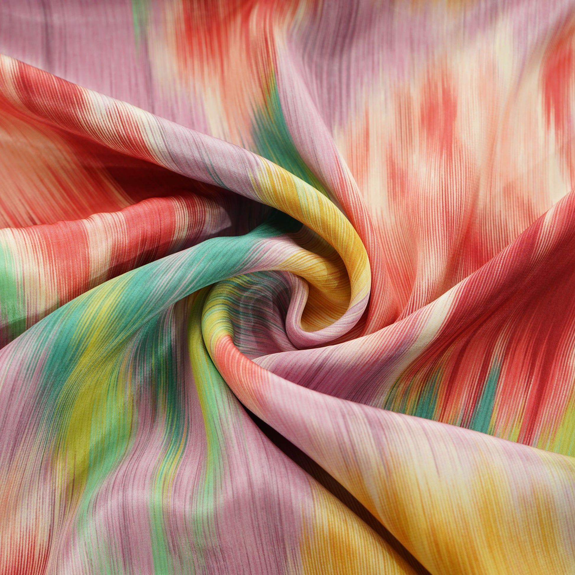 Multicolor Ikkat Print Crepe Fabric 17547