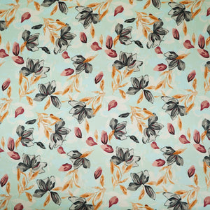 Mint Green floral print Silk Satin Fabric NVC-31561 - TradeUNO