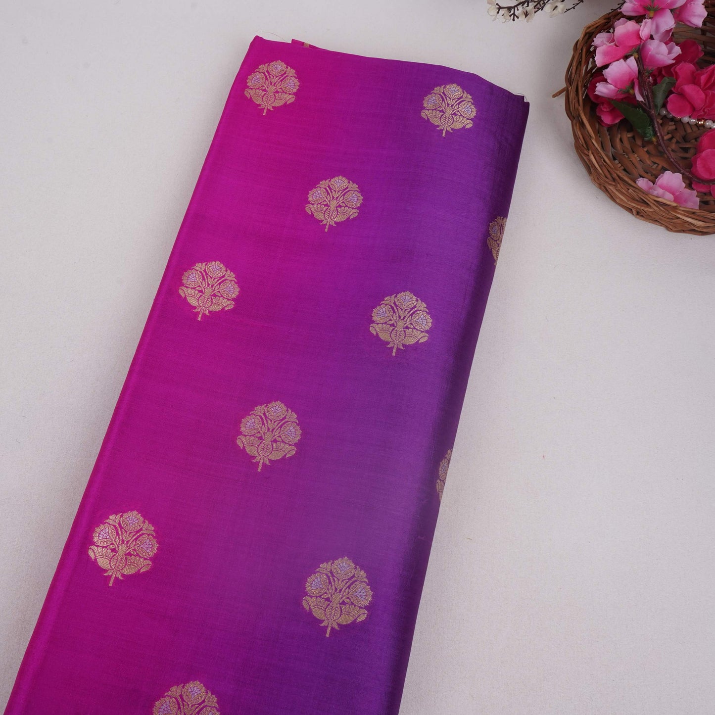 Magenta 4D Boota Dupion Silk Fabric YHF-32848