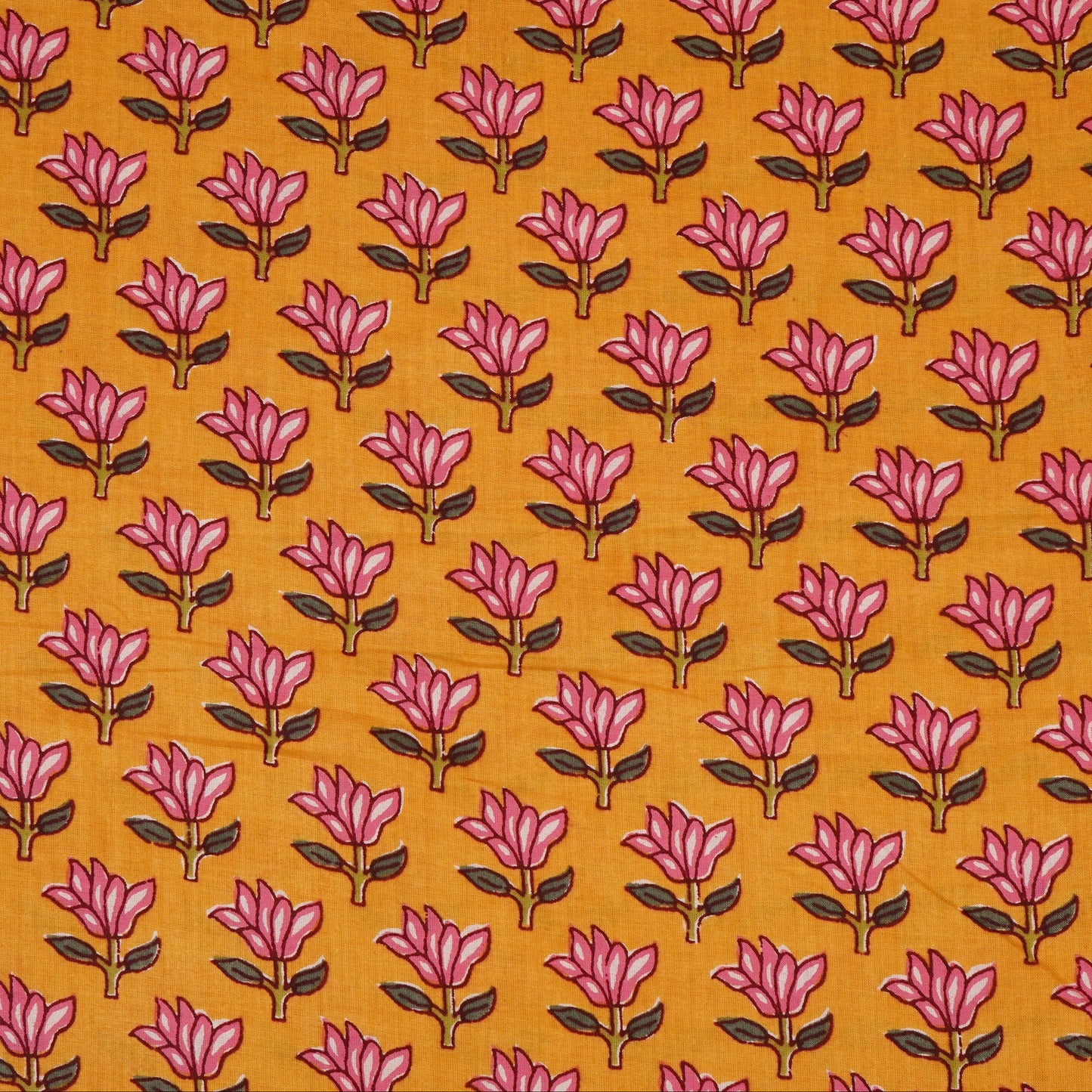 Mustard Yellow Handblock Print Cotton Fabric PB-29722