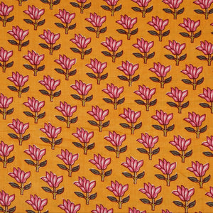 Mustard Yellow Handblock Print Cotton Fabric PB-29722 - TradeUNO