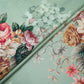 Sage Green floral print Silk Satin Fabric NVC-31557