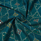 Teal Green Mukesh Work with Jacquard Dupion Silk Tissue Fabric YHF-32823