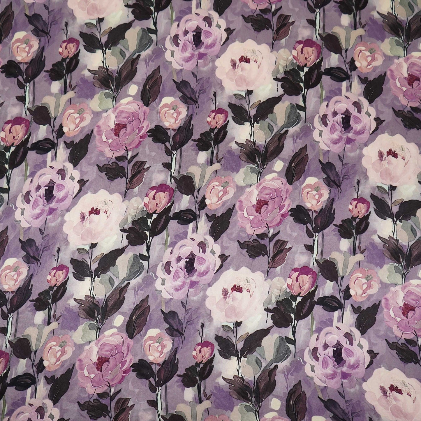 Purple floral print Silk Satin Fabric NVC-31579