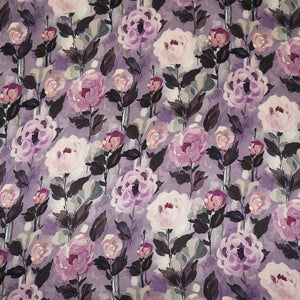 Purple floral print Silk Satin Fabric NVC-31579 - TradeUNO