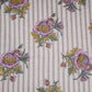 Off White & Grey Stripes Floral Print Cotton Fabric PB-29732
