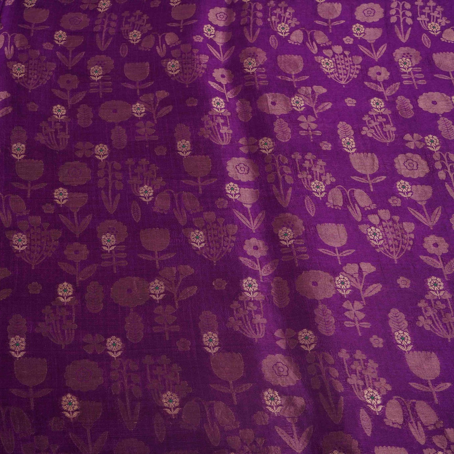 Purple Floral Zari Boota Dupion Silk Tissue Fabric YHF-32853
