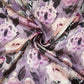 Purple floral print Silk Satin Fabric NVC-31579